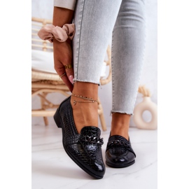 Vinceza Scarpa laccata con motivo serpentino Black Yasmin nero 1