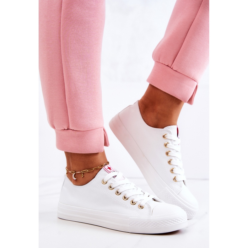PE1 Sneakers Classiche da Donna Bianche e Oro Ecoma bianca 2