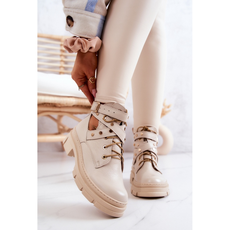FILIPCZYK Stivali da donna in pelle con intagli Everly beige chiaro 2