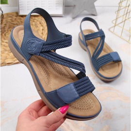 Sandali con velcro Rieker W V8873-14 blu 1