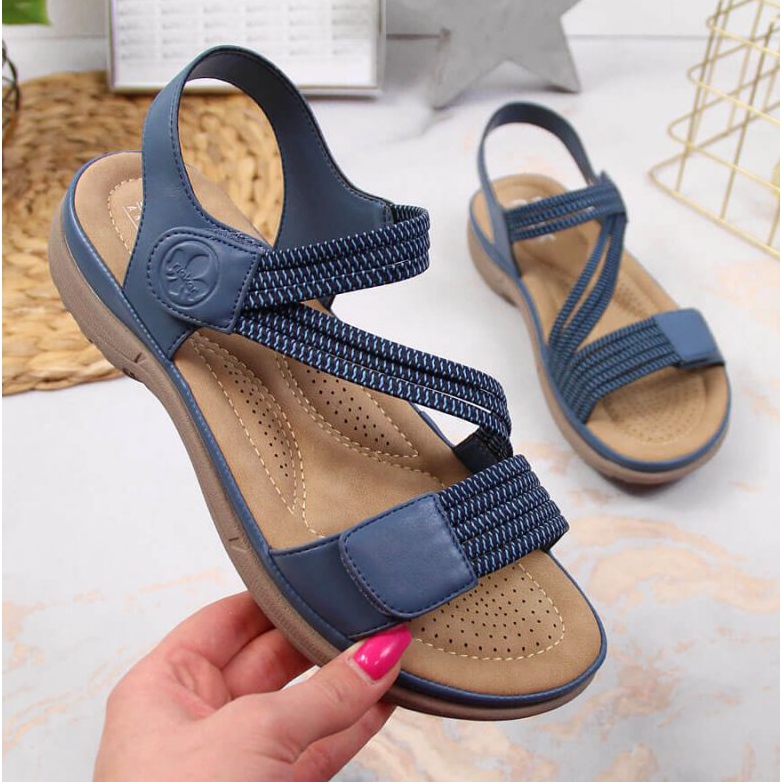 Sandali con velcro Rieker W V8873-14 blu 1