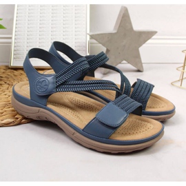 Sandali con velcro Rieker W V8873-14 blu 2