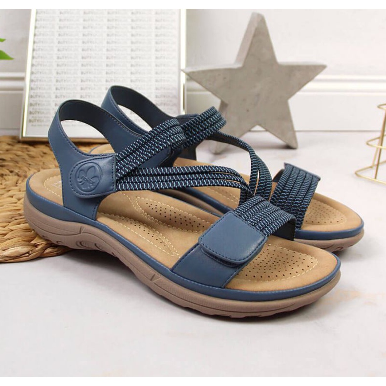 Sandali con velcro Rieker W V8873-14 blu 2