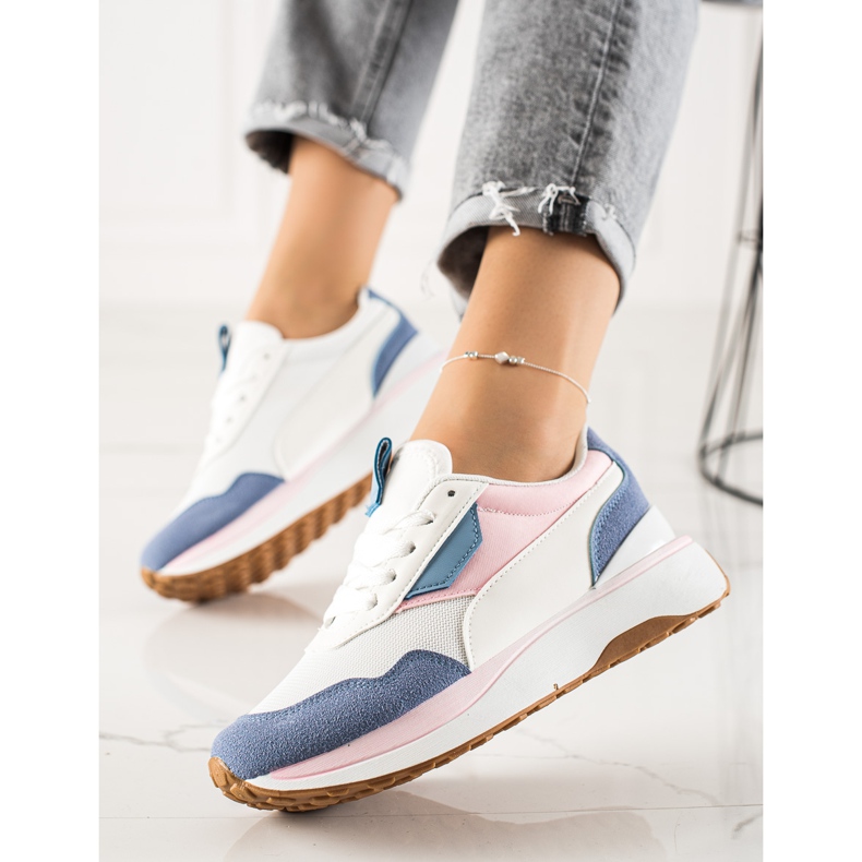TRENDI Sneakers colorate sulla piattaforma bianca blu rosa 1