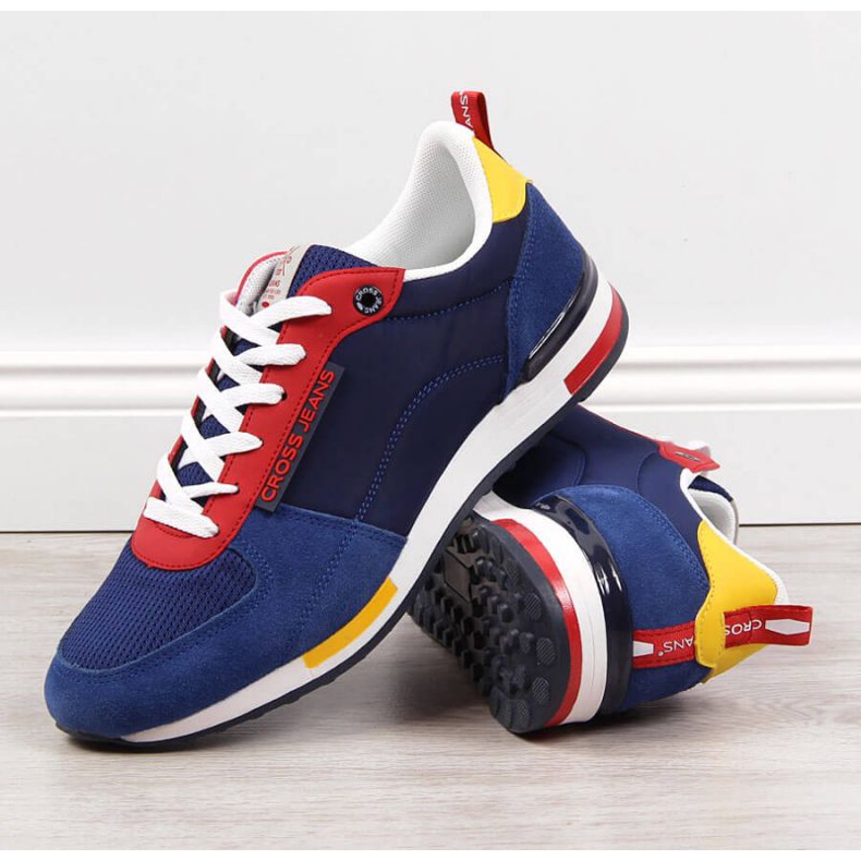 Scarpe sportive in pelle Cross Jeans M JJ1R4008C rosso blu navy 2