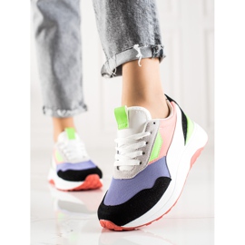 TRENDI Sneakers colorate sulla piattaforma bianco nero viola multicolore 1