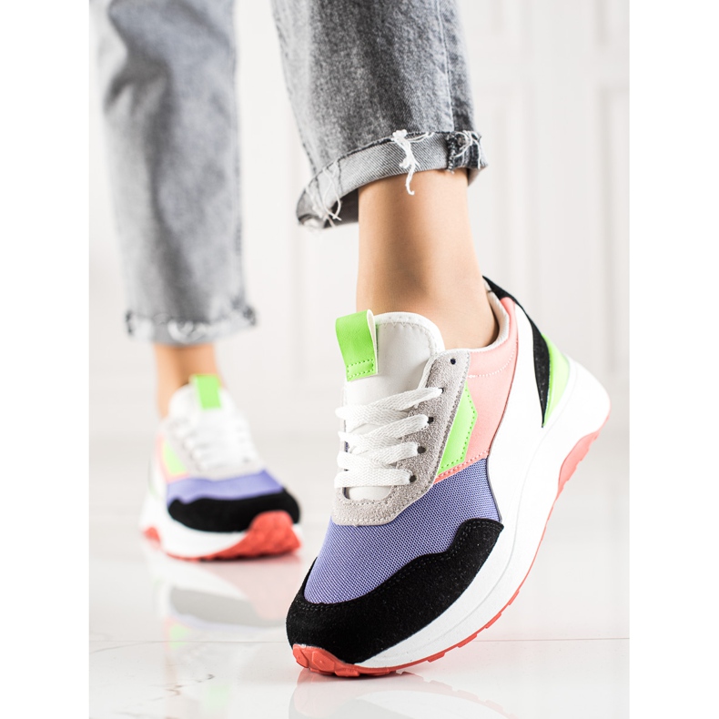 TRENDI Sneakers colorate sulla piattaforma bianca nero viola multicolore 1