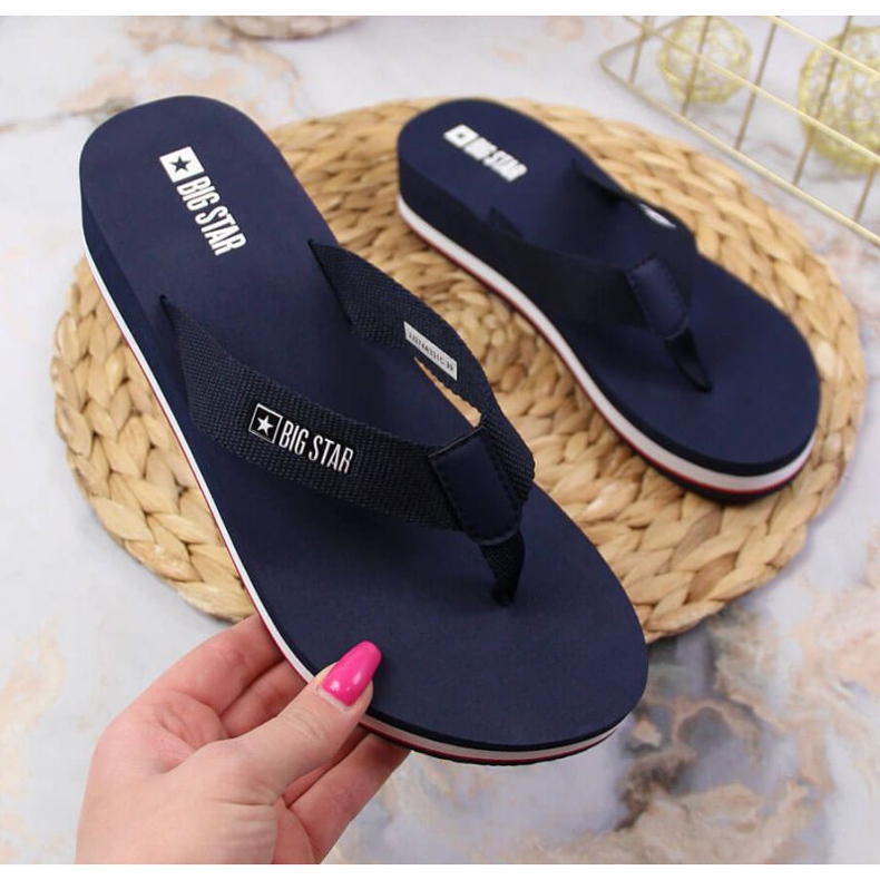 Infradito con zeppa Big Star W JJ274A331 blu navy 1