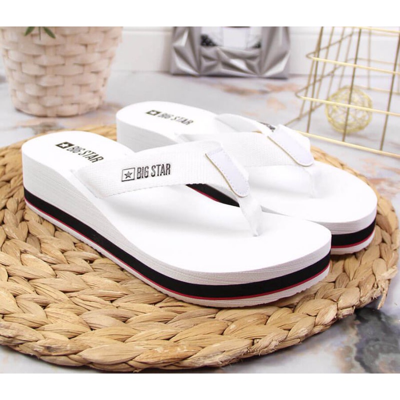 Infradito sul tacco a zeppa Big Star W JJ274A333 bianco 2
