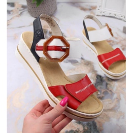 Sandali con zeppa Rieker W 67476-33 bianca rosso 1