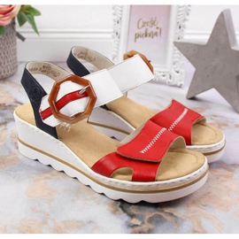 Sandali con zeppa Rieker W 67476-33 bianca rosso 2