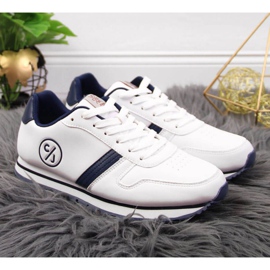 Scarpe sportive bianche Cross Jeans W JJ2R4021C bianca blu navy 2