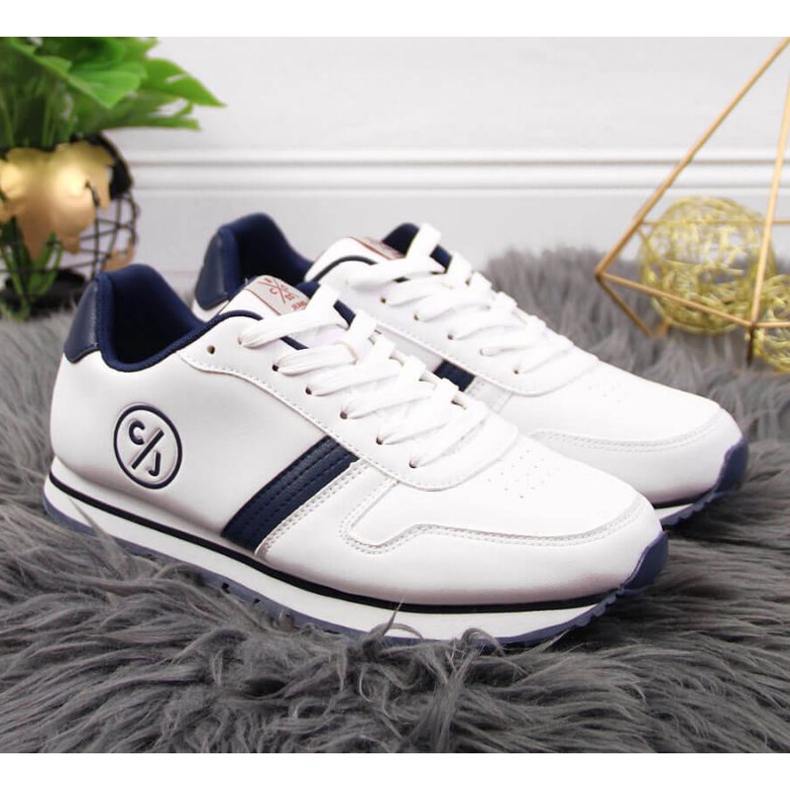 Scarpe sportive bianche Cross Jeans W JJ2R4021C bianca blu navy 2