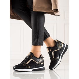 TRENDI Sneakers con zeppa alla moda nero d'oro 1