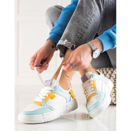 TRENDI Scarpe da ginnastica alla moda bianca verde giallo 1