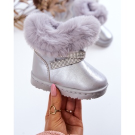Stivali da neve per bambini Silver Hollee con zirconi grigio 1