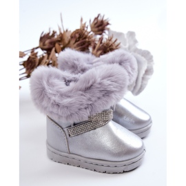 Stivali da neve per bambini Silver Hollee con zirconi grigio 2