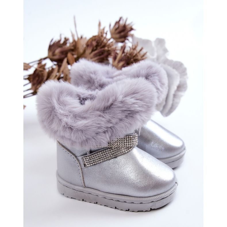 Stivali da neve per bambini Silver Hollee con zirconi grigio 2