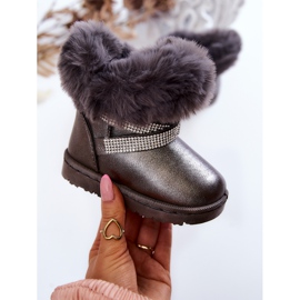 FR1 Stivali da neve per bambini Hollee grigio scuro con zirconi 1