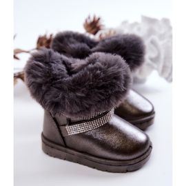 FR1 Stivali da neve per bambini Hollee grigio scuro con zirconi 2