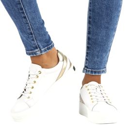 Creepers in pelle bianca Filippo DP3530/22 d'oro 5