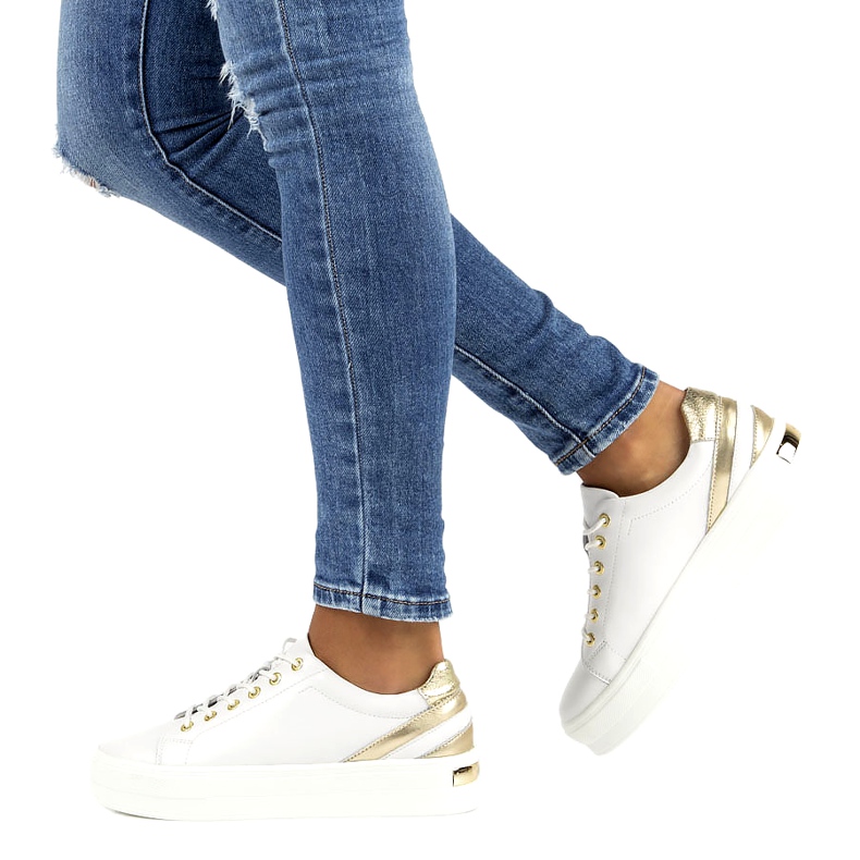Creepers in pelle bianca Filippo DP3530/22 bianco d'oro 1