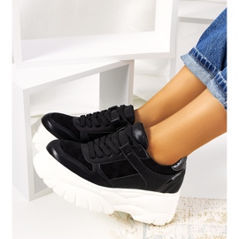Sneakers sportive nere con suola Mellis alta nero 1