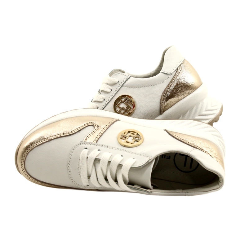 Scarpe sportive da donna legate Filippo DP3547/22 WH GO Bianche bianca d'oro 9