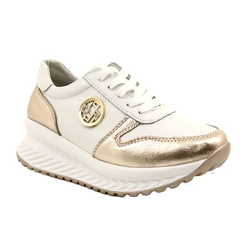 Scarpe sportive da donna legate Filippo DP3547/22 WH GO Bianche bianco d'oro 4