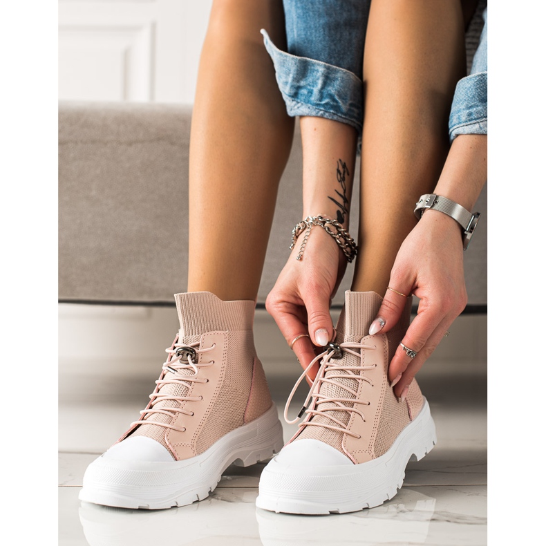 TRENDI Sneakers alte cipria rosa 1