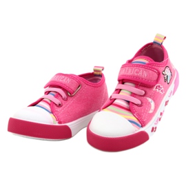 American Club Sneaker in velcro American Ten17/22 Inserto in pelle rosa 2