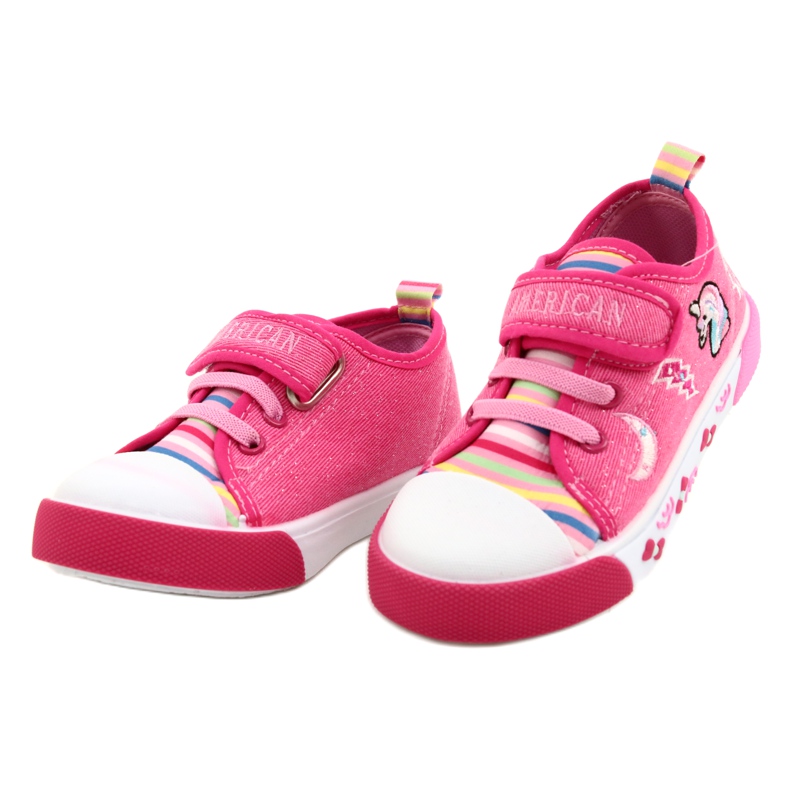 American Club Sneaker in velcro American Ten17/22 Inserto in pelle rosa 2