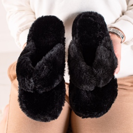 TRENDI Infradito in pelliccia nero 1