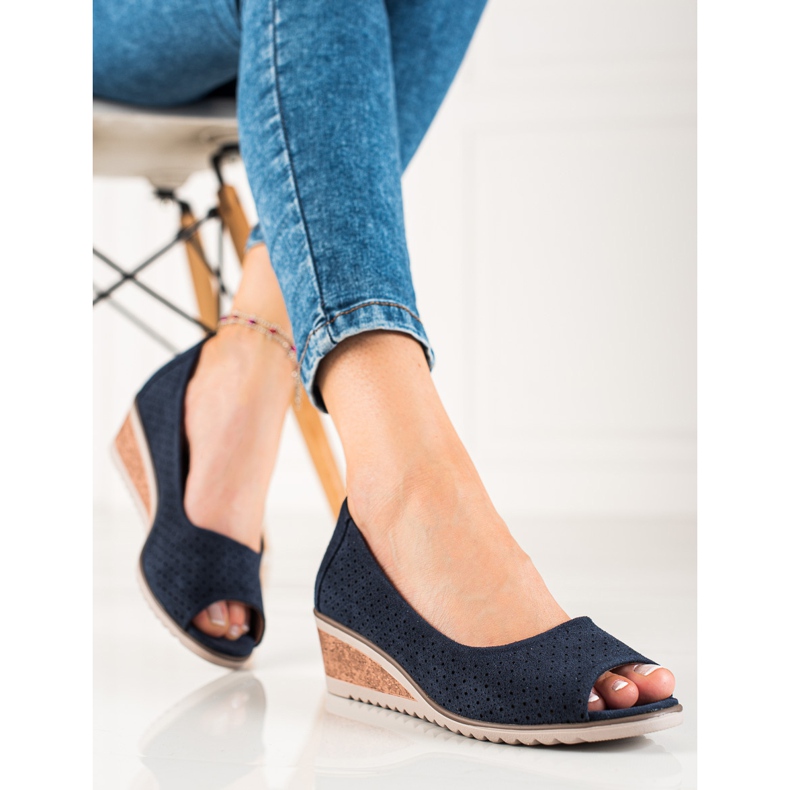 W. Potocki Décolleté Potocki open toe in suede blu navy blu 1