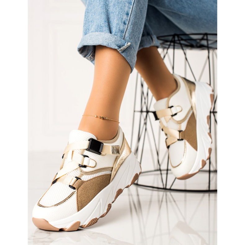 W. Potocki Sneakers Con Fibbia Potocki beige bianco d'oro 1