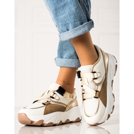 W. Potocki Sneakers Con Fibbia Potocki beige bianco d'oro 2