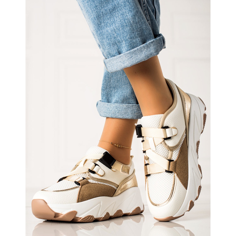 W. Potocki Sneakers Con Fibbia Potocki beige bianca d'oro 2