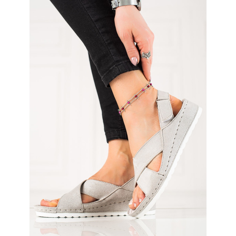 Vinceza Sandali In Pelle Scamosciata Con Velcro VICEZA grigio 2