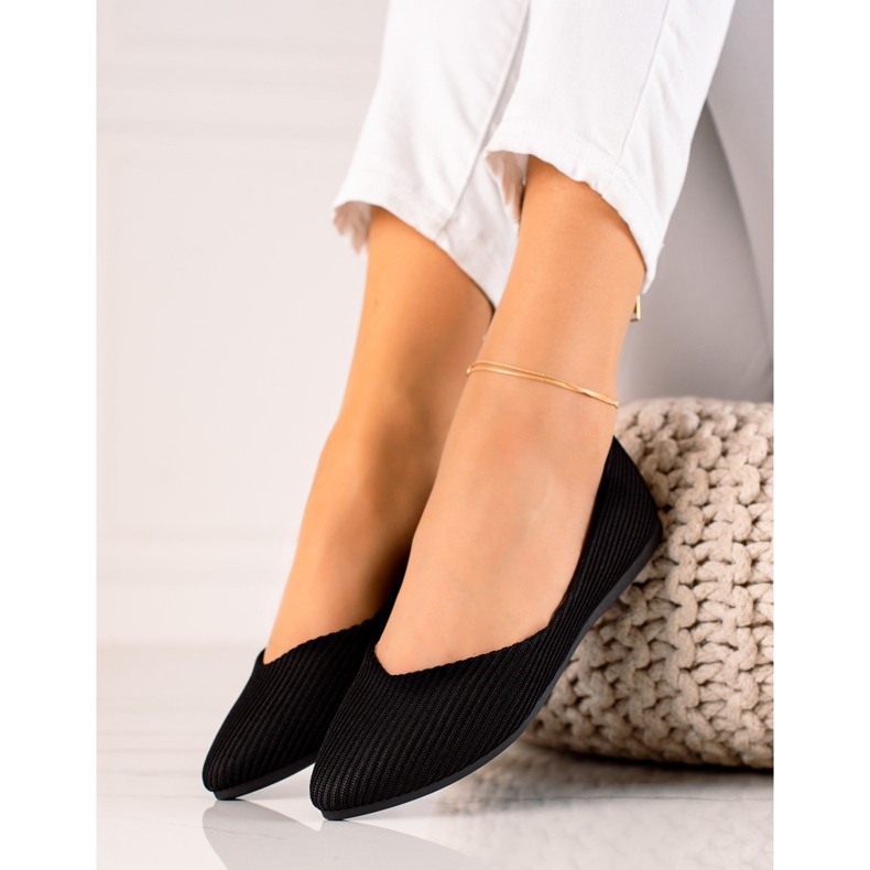 VINCEZA ballerine a righe nero 1