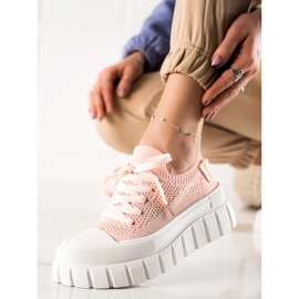 TRENDI Sneakers alla moda sulla piattaforma rosa 1