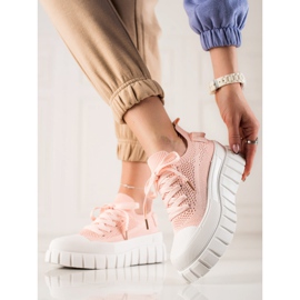 TRENDI Sneakers alla moda sulla piattaforma rosa 2