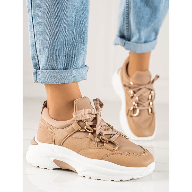 TRENDI Scarpe da ginnastica alla moda beige marrone 1