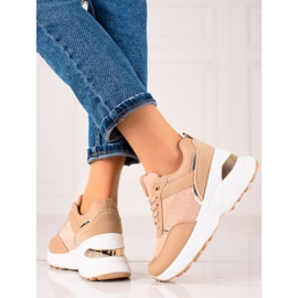 Diamantique Sneakers alla moda sulla piattaforma beige 2