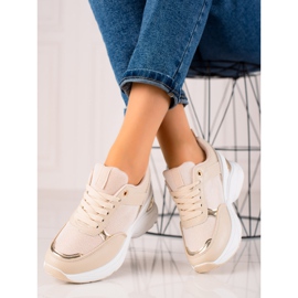 Diamantique Sneakers alla moda sulla piattaforma beige 1