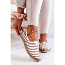 Espadrillas da donna Big Star Slip-on Stripes FF276029 Beige bianco 2