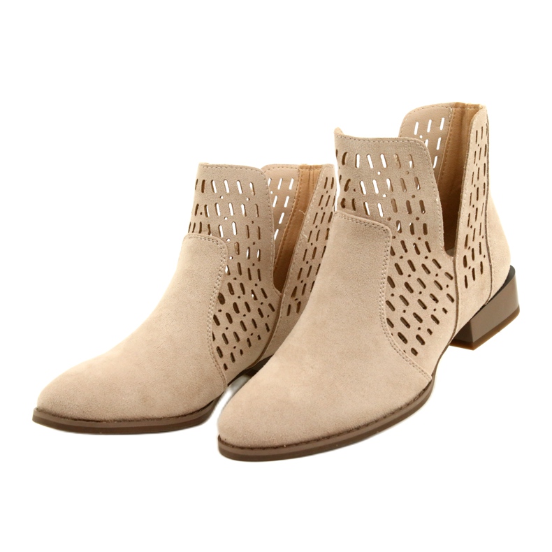 Stivali in pelle scamosciata da donna Daszyński Beige SA197-12 3