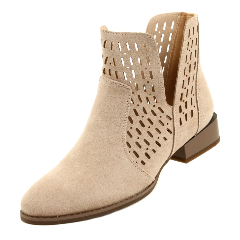 Stivali in pelle scamosciata da donna Daszyński Beige SA197-12 4