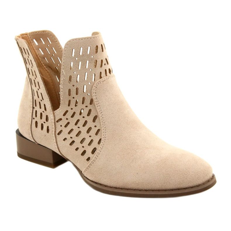 Stivali in pelle scamosciata da donna Daszyński Beige SA197-12 1