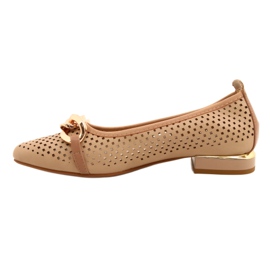 M.Daszyński Ballerine traforate con catena Daszyński SA201-6 Beige-oro 1