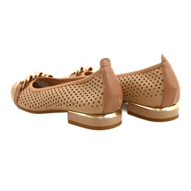 M.Daszyński Ballerine traforate con catena Daszyński SA201-6 Beige-oro 7